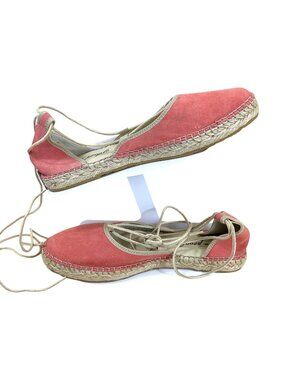 Free People Ballet Flats Suede Espadrille Lace Up Coral Marina (39)